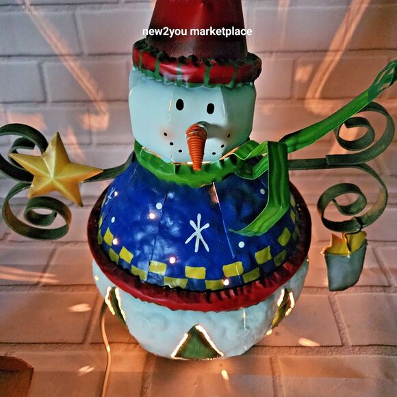 Whimsical Metal Snowman Candle Lantern Holder Holiday Christmas Decor 13” Tall - Picture 16 of 16
